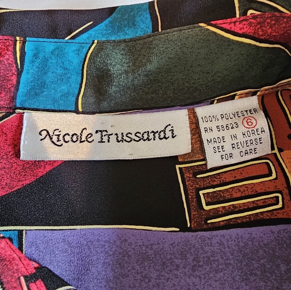 Quirky Colorful Printed Button Down Longsleeve Shirt Women's 6 - Picture 6 of 8